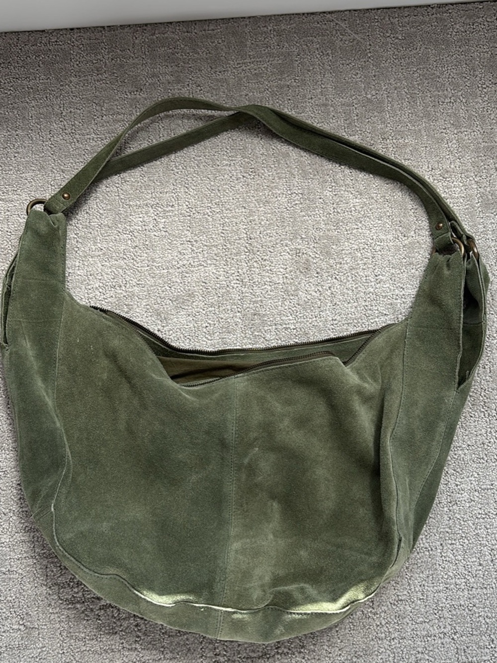 Free People Olive Green Suede Hobo Bag